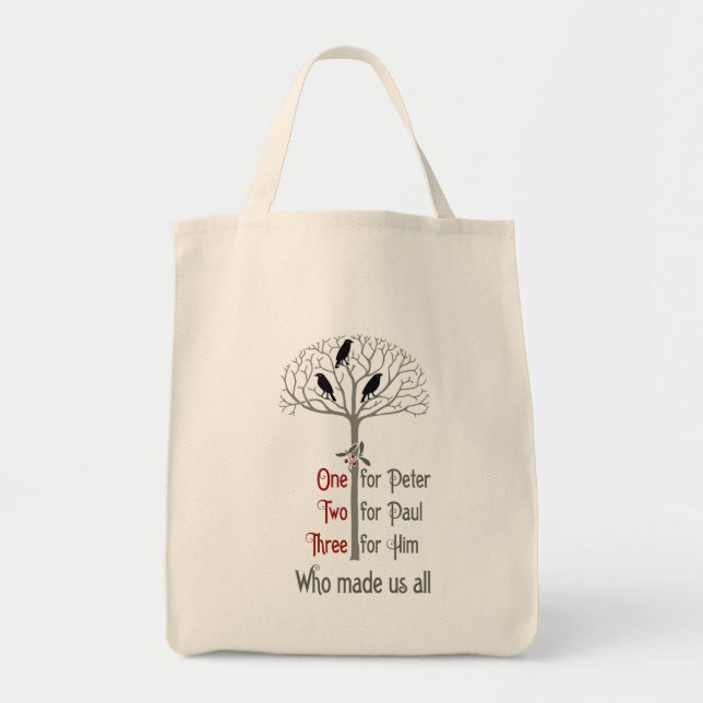 Voysey Rook and Holly Pattern Christmas Tote Bag (Front)