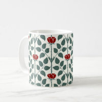 Voysey's Briar Rose, Dark Red Coffee Mug