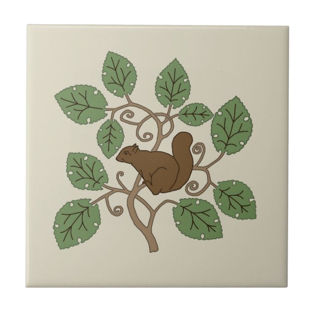 Voysey's Squirrel Ceramic Tile (Front)