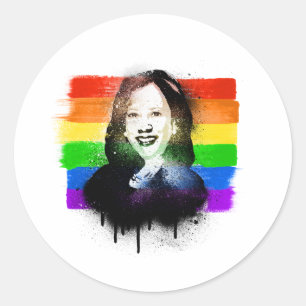VP Kamala Harris LGBTQ Pride Flag Graffiti Classic Round Sticker