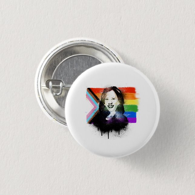 VP Kamala Harris LGBTQ Progress Pride Graffiti 1 Inch Round Button (Front & Back)