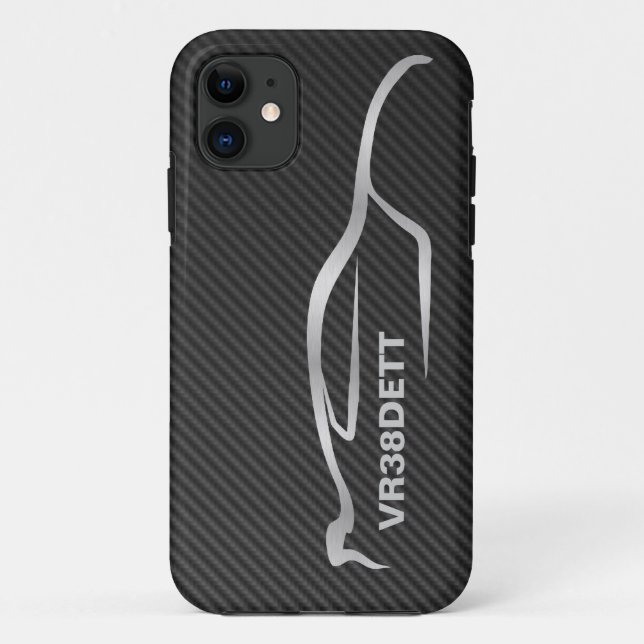 "VR38DETT" Skyline GT-R Grey Silhouette Logo Case-Mate iPhone Case (Back)