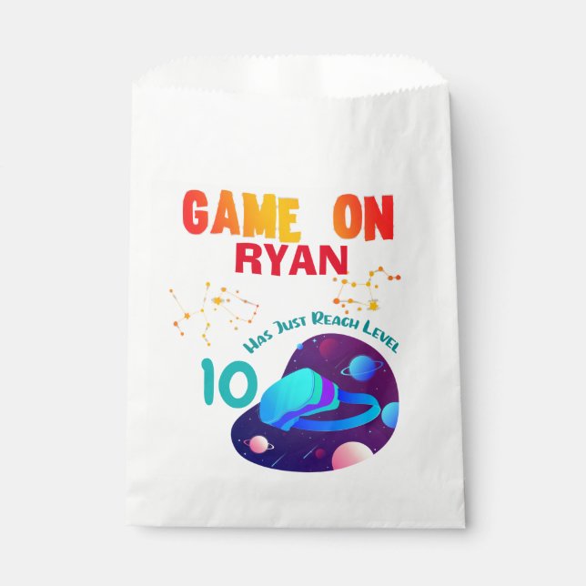 VR Birthday Boy Gamer Party Group Matching  Favour Bag (Front)