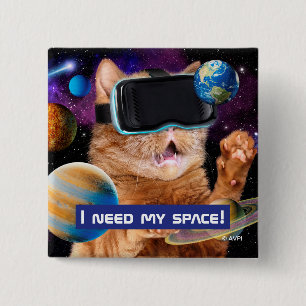 VR Cat In Space 2 Inch Square Button