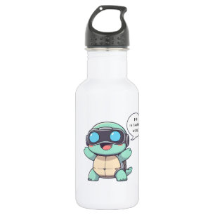 VR Gamer Turtle "BRB In Another World" Kawaii 532 Ml Water Bottle