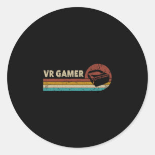 Vr Gamer Vintage Video Games For Boys Men Funny Re Classic Round Sticker