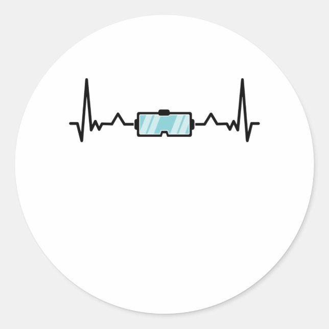 VR Gift Virtual Reality Gamer Heartbeat Classic Round Sticker (Front)
