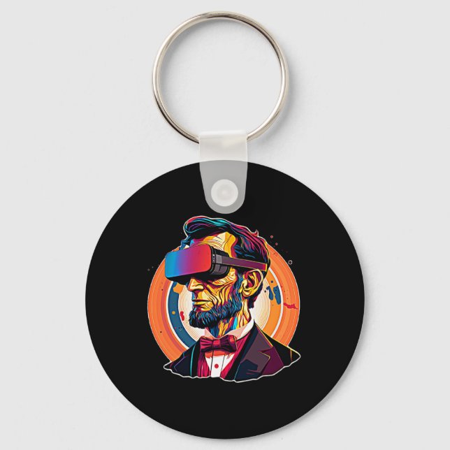 Vr Headset Abraham Lincoln Video Game Virtual Real Keychain (Front)