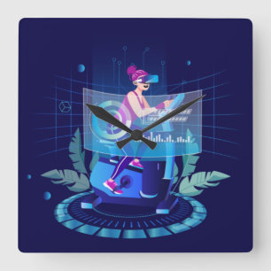VR Sport Square Wall Clock