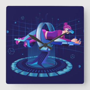 VR Sport Square Wall Clock