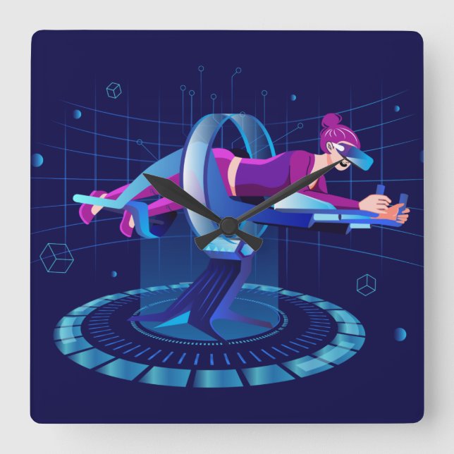 VR Sport  Square Wall Clock (Front)