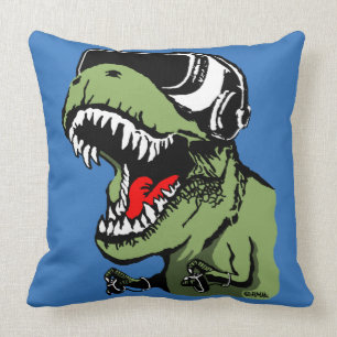 VR T-rex Throw Pillow