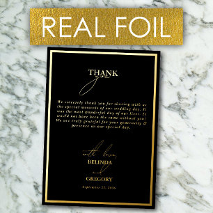Vrai Gold Foil Black & Gold Mariage Carte de remer