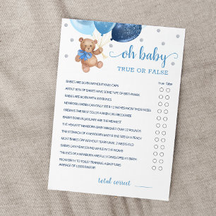 Vrai Ou Faux Faits Baby shower Partie Carte de jeu