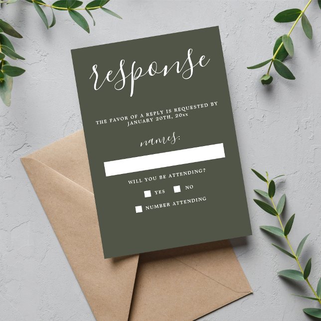 Vrai Simplicité 1 Camo Green Mariage minimal RSVP (Créateur téléchargé)
