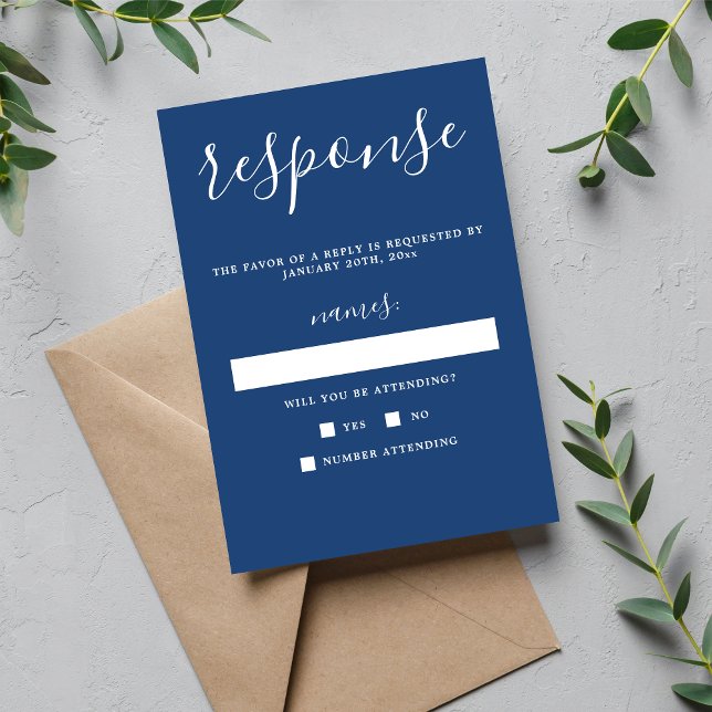 Vrai Simplicité 1 Vrai Bleu Minimum Mariage RSVP (Créateur téléchargé)