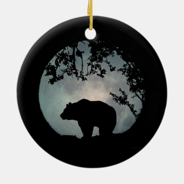 Vraiment joli Ours et Lune Ornement de Noël (Dos)