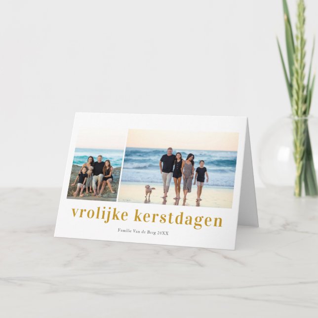 Vrolijk Kerstfeest 3 Fotocollage Kerstkaart Card (Front)