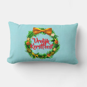 Vrolijk Kerstfeest Dutch Merry Christmas Lumbar Pillow