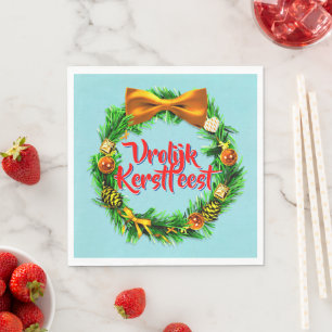 Vrolijk Kerstfeest Dutch Merry Christmas Luncheon Napkin