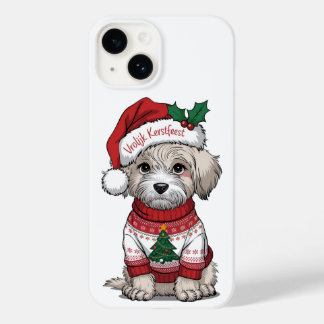 Vrolijk Kerstfeest Maltipoo Christmas Card Case-Mate iPhone 14 Case