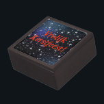 Vrolijk Kerstfeest! Merry Christmas in Dutch rf Gift Box<br><div class="desc">Vrolijk Kerstfeest! Merry Christmas in Dutch. White stars on a black and blue night background. Red font</div>