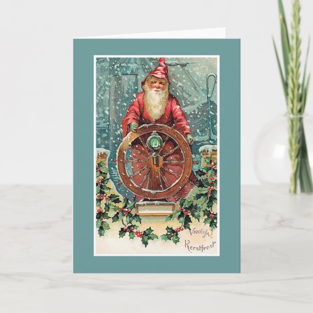 Vroolijk Kerstfeest Vintage Dutch Christmas Card (Front)