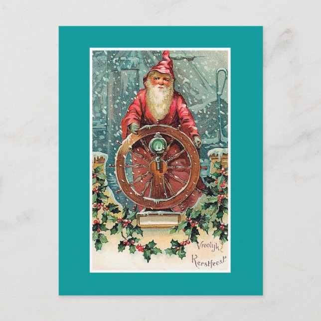 Vroolijk Kerstfeest Vintage Dutch Christmas Card (Front)