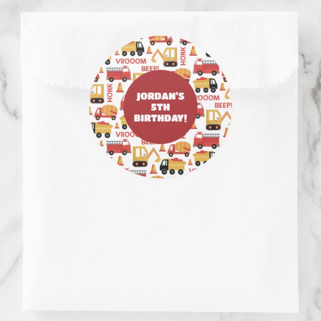 Vroom Honk Beep! Trucks  Classic Round Sticker (Bag)