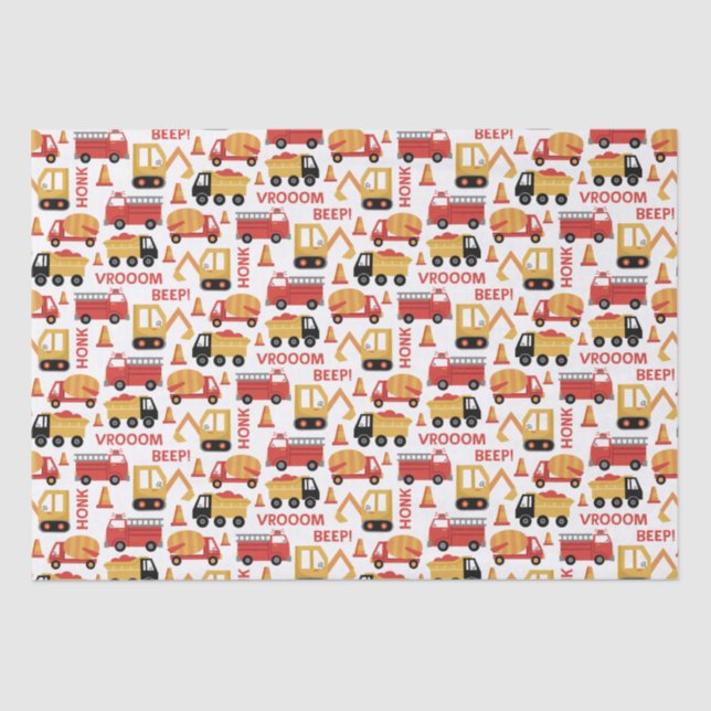 Vroom Honk Beep! Trucks  Tissue Paper (Front)