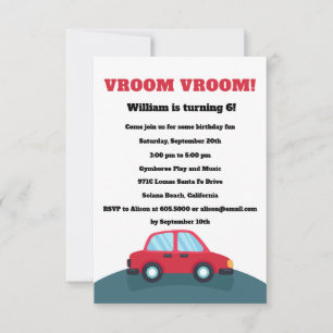 Vroom Voitures Anniversaire Fête Invitation