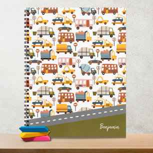 Vroom! Vroom! Car and Transportation Pattern Boy Notebook