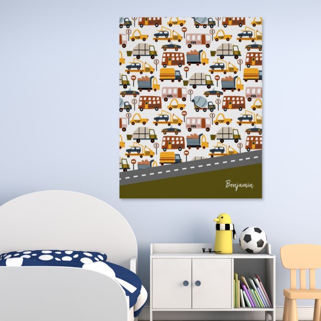 Vroom! Vroom! Car and Transportation Pattern Boy Poster (Creator Uploaded)