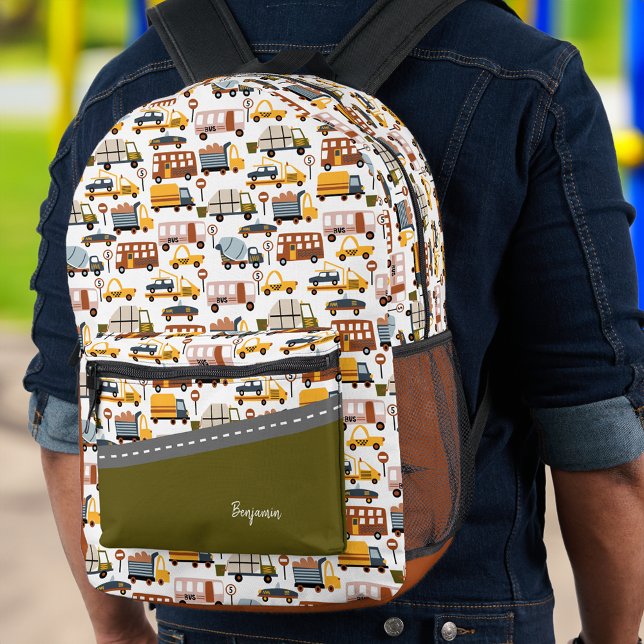 Vroom! Vroom! Car and Transportation Pattern Boy Printed Backpack (Creator Uploaded)