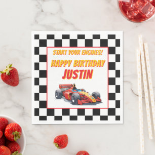 Vroom Vroom Race Car Birthday Napkin