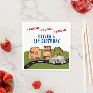 Vroom Vroom Racing Car Road House Boy Birthday Napkin