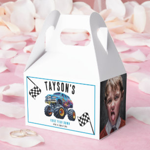 Vroom Zoom Monster Truck Boom   1st Birthday Party Favor Box
