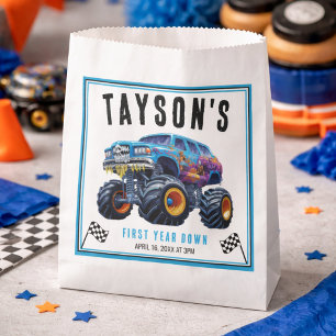Vroom Zoom Monster Truck Boom   1st Birthday Party Favour Bag