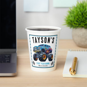 Vroom Zoom Monster Truck Boom   1st Birthday Party Paper Cups