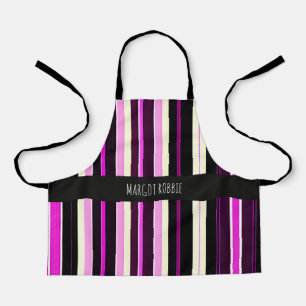 Vrtical Lines Black Pink Amou Isometric Pattern Apron