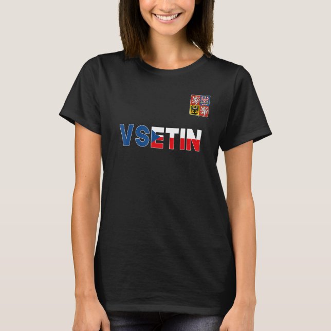 Vsetin Czech Republic Heart Flag Lion Coat Of Arm  T-Shirt (Front)