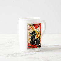 Vtg Italian Clown Poster Coffee Mug "Lon Chaney"