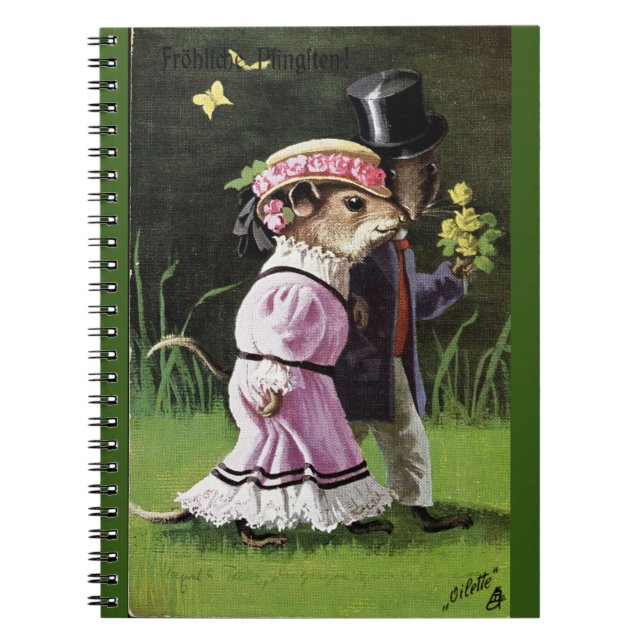 VTG Romantique Souris Couple Carnet Spiral (Devant)