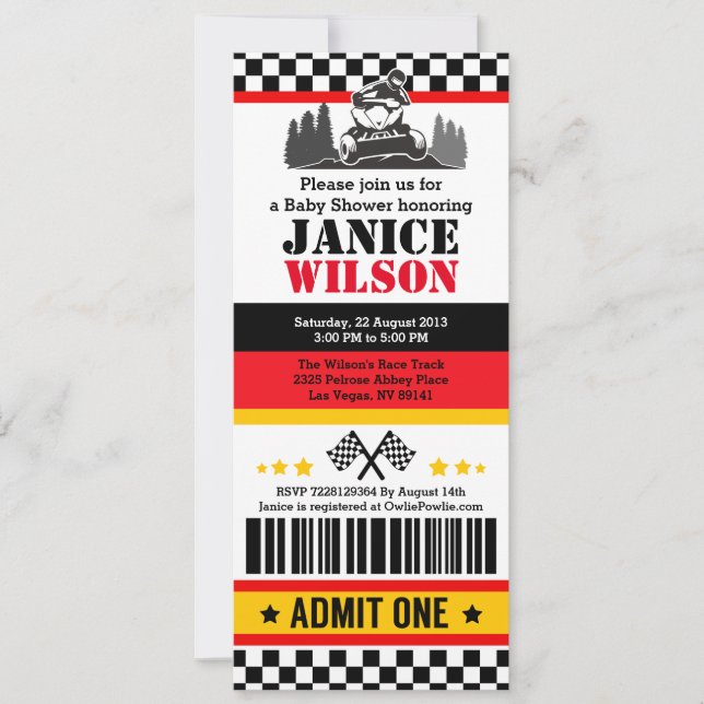 VTT Dirt Quad Baby shower Vélo Invitation (Devant)