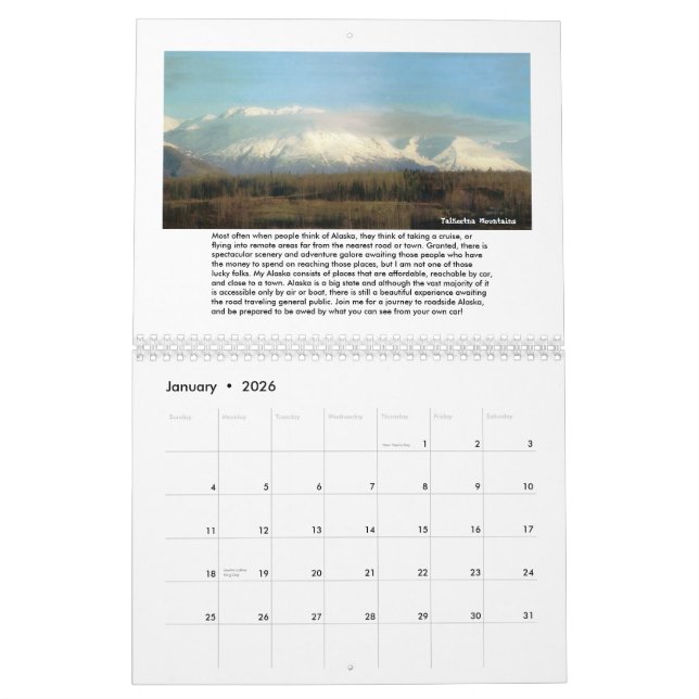 Vudsie's Alaska Calendar (Jan 2026)