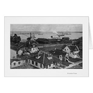 Vue aérienne des résidences et du front de rivière