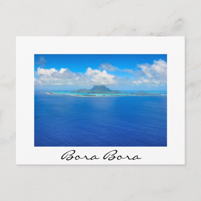 Vue aérienne sur Bora Bora carte postale blanche (Devant)