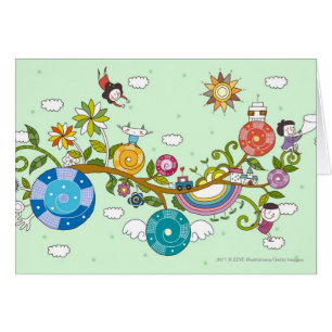 Vue de côté des enfants jouant sur la branche