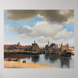Vue de Delft par Vermeer - affiche