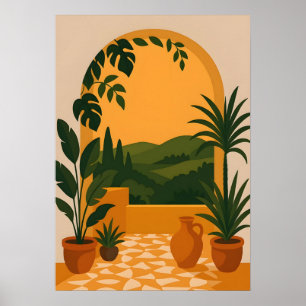 Vue de jardin méditerranéen arcbouté - Art mural
